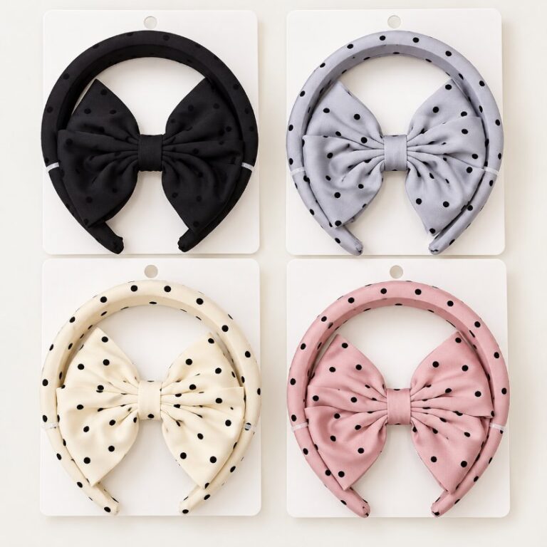 Bow-knot matching accessories Polka Dot Bow Sponge Headband Set
