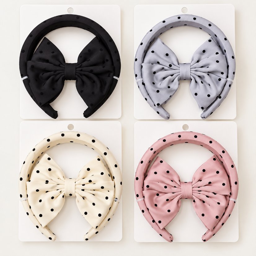 Bow-knot matching accessories Polka Dot Bow Sponge Headband Set