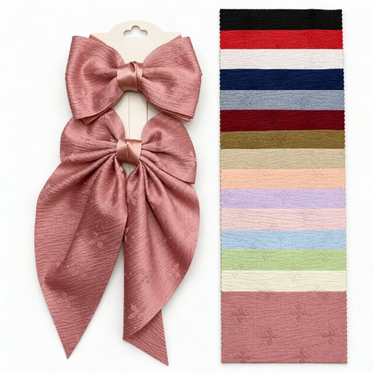 Bow-knot matching accessories Double-Layer Bubble Fabric Big Bow Streamer Hair Clip