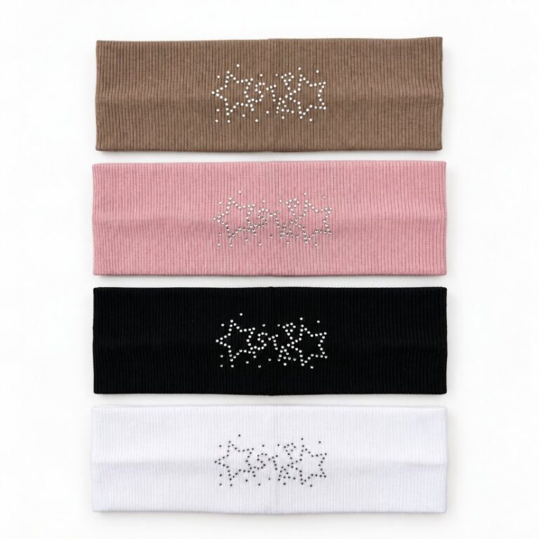 Headband Knit Elastic Rhinestone Wide Headband